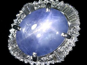 IKU10820T【1円～】新品【RK宝石】超希少! 極上非加熱スターサファイア 超特大17.72ct 極上ダイヤモンド 1.31ct Pt900 超高級リング