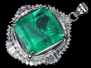 RI10779T【1円～】新品【RK宝石】《Emerald》天然エメラルド 特大9.52ct!! 極上ダイヤモンド 1.2ct Pt900 超高級ペンダントヘッド ダイヤ