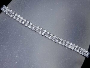 MR10826T【1円～】新品【RK宝石】豪華!! 天然ダイヤモンド 総計2.00ct K14WG 高級 2連 テニス フルエタニティ ブレスレット ダイヤ