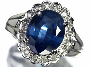 OM10937S【1円～】新品【RK宝石】《Sapphire》上質サファイア 特大3.00ct! 極上ダイヤモンド Pt900 高級リング ダイヤ