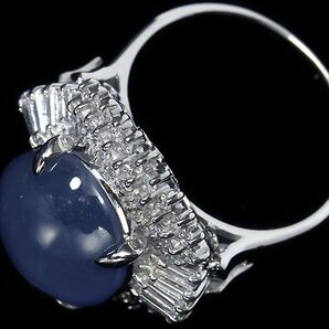 IOL10890S【1円～】新品【RK宝石】極上非加熱スターサファイア 特大13.98ct!! 極上ダイヤモンド 総計0.52ct Pt900 超高級リング ダイヤの画像5