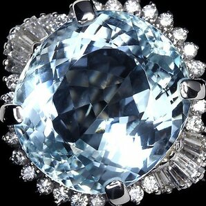 IW10926S【1円～】新品【RK宝石】≪Aquamarine≫ 極上アクアマリン 特大15.33ct!! 極上ダイヤモンド 総計0.76ct Pt900 超高級リング ダイヤの画像1