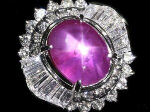 ML11022S【1円～】新品仕上【RK宝石】≪Star Ruby≫ 極上非加熱スタールビー 大粒2.52ct 極上ダイヤモンド 0.6ct Pt900 高級リング ダイヤ