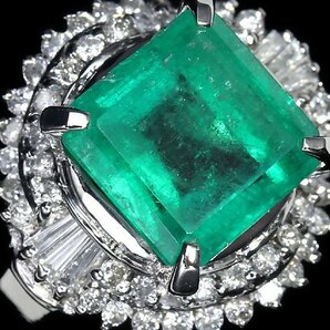 ZM10994S【1円～】新品【RK宝石】≪Emerald≫ 豪華絢爛!! 上質エメラルド 特大3.438ct 極上ダイヤモンド Pt900 超高級リング ダイヤの画像2