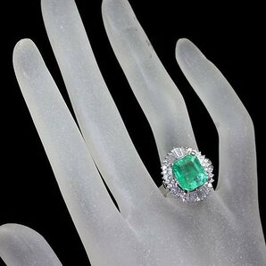 RR10885S【1円～】新品【RK宝石】≪Emerald≫ 豪華絢爛!! 上質エメラルド 特大3.8ct!! 極上ダイヤモンド 0.88ct Pt900 超高級リング ダイヤの画像6