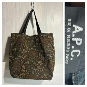  Vintage A.P.C. A.P.C. France made oil coding camouflage camouflage -ju pattern tote bag oil do cotton tea APC