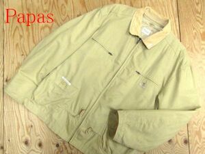 ★パパス Papas★メンズ 襟コーデュロイ コットンジップジャケット キルティングライナー付き★R60204002A