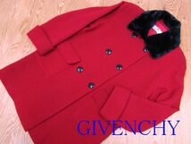 ★ジバンシィ ジバンシー GIVENCHY★レディース 襟ファー付き デザインウールコート レッド★R60211012B_画像1