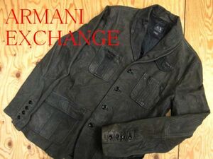 ★アルマーニエクスチェンジ ARMANI★メンズ 山羊革ゴートスキン ショールカラー レザージャケット★R60211006A