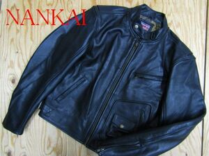 ★南海 NANKAI★メンズ 牛革カウハイド 裏総柄 レザーシングルライダースジャケット★R60218050A