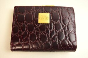 ICH【中古美品】 美品 ENRICO COVERI エンリココベリ 二つ折り財布 レザー クロコ型押し がま口 〈206-240207-ss8-ICH〉