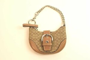 ICH【中古美品】 美品 COACH コーチ チェーンコインケース ミニシグネチャー キャンバス 〈206-240221-ss15-ICH〉