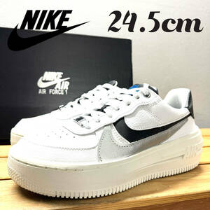 極美品 箱有 Nike WMNS Air Force1 PLT.AF.ORM LV8 ナイキ エアフォース1 PLT.AF.ORM LV8 ホワイト/ブラック スニーカー 24.5cm DX3199-100