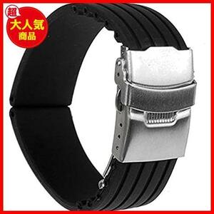 Bazaar R(バザー アール) 時計バンド 交換ベルトシリコーンゴム 腕時計ストラップ 防水 22mm (ブラック)