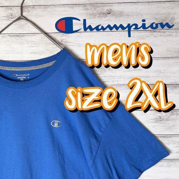 【US古着　送料無料】チャンピオン　デザインTシャツ サイズ2XL ブルー