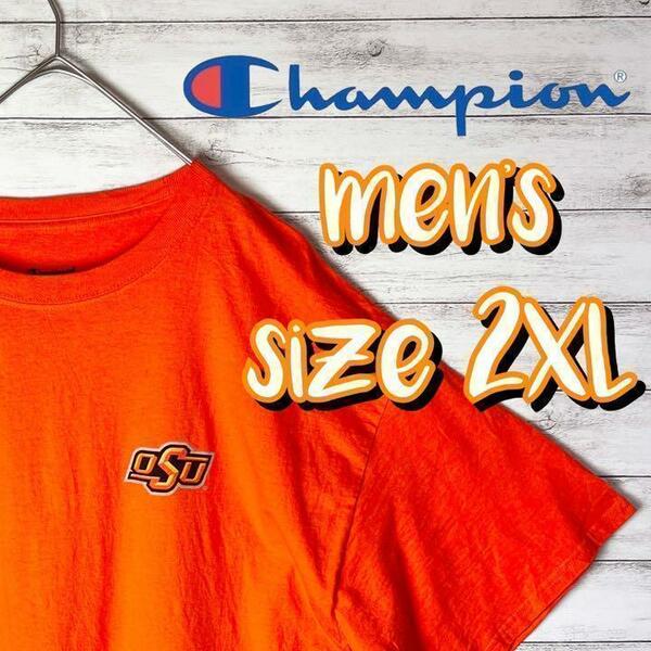【US古着　送料無料】チャンピオン　デザインTシャツ サイズ2XL オレンジ
