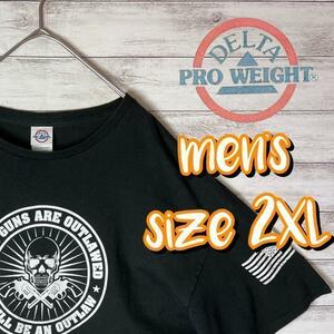 【US古着　送料無料】delta pro weight ドクロTシャツ 2XL