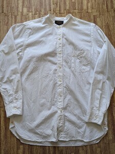 BEAMS PLUS ビームスプラス 120/3 バンドカラー シャツ サイズS 長袖シャツ ホワイト 白