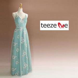 半額セール★新品 Teeze Me 9号 水色 白 花柄 ロングドレス パーティドレス 結婚式 フォーマル 発表会 演奏会 ステージ衣装 華41CC2001