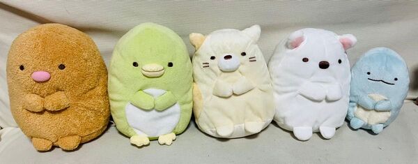 【5体セット】すみっコぐらし ぬいぐるみ とんかつ・ぺんぎん?・ねこ・しろくま・とかげ