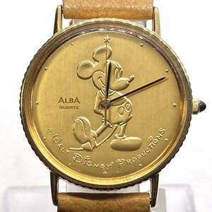 【稼働品】ALBA　アルバ　ミッキーマウス　V321-6110　クォーツ　時計　ディズニー　コインウォッチ　