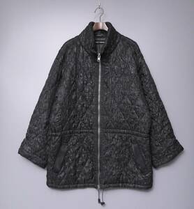 TH0953▽黒タグ ISSEY MIYAKE/イッセイミヤケ メンズM オーバーサイズ プリーツ 中綿コート ジップアップコート ブラック系 ME33-FDO15