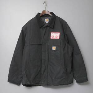 TH0616：メキシコ製*Carhartt/カーハート*RJコーマン鉄道*メンズ*ブラックダック*トラディショナルコート*裏キルティングジャケット*2XL