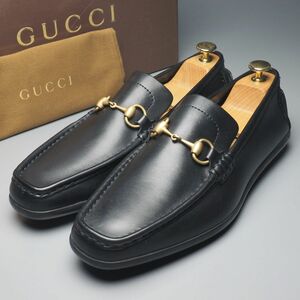 GP3958//イタリア製*グッチ/GUCCI*117708/メンズ42E/ビットローファー/レザースリッポン/ドライビングシューズ/革靴/黒/ブラック