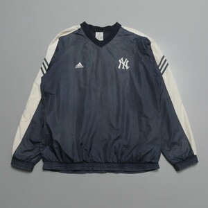 TH1131□adidas/アディダス*MLB NYヤンキース*パフォーマンスロゴ*万国旗タグ*長袖*ピステ/ナイロンジャケット*紺×白*メンズ*sizeUSA M