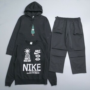 TH0658□NIKE/ナイキ*3点セット*パーカー+トレーナー+ウーブンパンツ*DJ3677-010/DQ4170-010/DQ6660-010*メンズ2点+レディース1点*ブラック