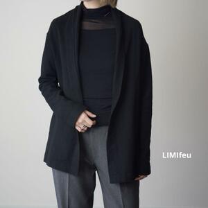 美品 LIMI feu リミフゥ カーディガンジャケット コットンナイロン 混紡素材 ストレッチ性あり ブラック オーバーサイズ ヨウジヤマモト M