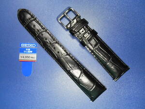 SEIKO カーフ ワニタケフ型押し 厚型タイプ 19ミリ 黒色 品番:RS01C19BK