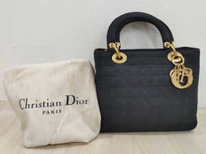 【K】Christian Dior クリスチャン ディオール レディディオール カナージュ ハンドバッグ ナイロン 黒 ゴールド金具【K】0227-21（8）