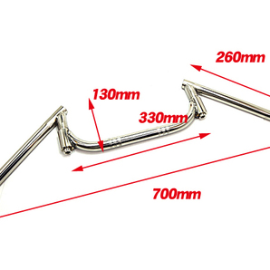 新品 汎用 可変式 角度調整 コンドルハンドル 22.2mm 幅700mm クローム メッキ CB250T GSX400SF GS400 GSX250E Z250FT Z400FX Z400GPの画像3