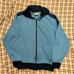 70年代 80年代 adidas トラックジャケット 水色系 アディダス ジャージ デサント サイズ5 トラックトップ ヴィンテージ 西ドイツ