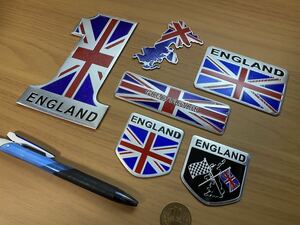 送料無料 新品 まとめて6枚 国旗 イングランド エンブレム ステッカー シール ミニ MINI ユニオンジャック U.K イギリス ランドローバー 等