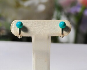  natural turquoise SV earrings nature color small bead 6mm