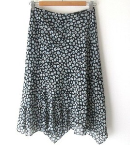  beautiful goods SunaUna sunauna skirt black small floral print asimeto Lee lady's 