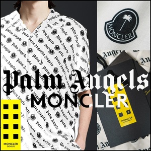 ファン・ミンヒョン着/新品【 8 MONCLER GENIUS PALM ANGELS 】モンクレールジーニアス パームエンジェルス ロゴプリントレーヨンシャツ48