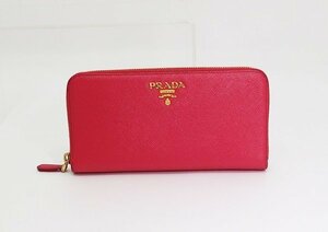 ◇【PRADA プラダ】サフィアーノ ラウンドファスナー長財布 1ML506 ペオニア