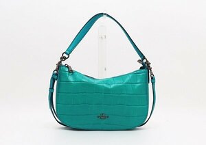 ◇【COACH コーチ】クロコ型押しレザー 2WAYショルダーバッグ 37733