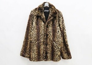 ◇美品【Schott ショット】レオパード フェイクファー コート L