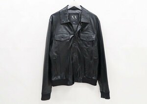 ◇【ARMANI EXCHANGE アルマーニエクスチェンジ】ラムレザージャケット ブラック L