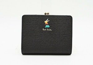 ◇新品同様【Paul Smith ポール・スミス】ラビット がま口 2つ折り財布 ブラック