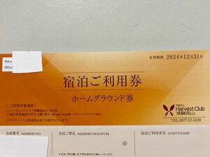 東急ハーヴェストクラブ宿泊ご利用券2024ホームグラウンド券　2枚あり1枚より