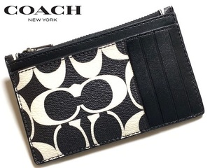 特価！ 人気 COACH コーチ メンズ シグネチャー PVC 小銭入れ付き カードケース CP216 ブラックチョーク 新品本物