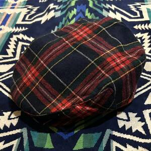 保管品★’90s★New York Hat Co.★Wool Tartan Check Hunting Cap★Black Stewart★X-LARGE★内周58cm★心斎橋チンク購入★MADE IN U.S.A.