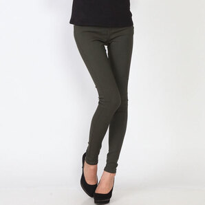 新品☆L スキニーパンツ レギパン ストレッチ スリム 無地 10分丈 カジュアル レディース カラーデニム 美脚/チャコールグレー/5929242