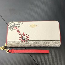 COACH 長財布 ディズニー コラボ商品 ラウンドファスナー長財布 ホワイト ミッキーマウス Disney_画像1