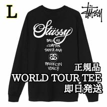 STUSSY ステューシー ワールドツアー 長袖Tシャツ ロングスリーブTシャツ ロンT メンズ レディース ブラック 黒 L_画像2